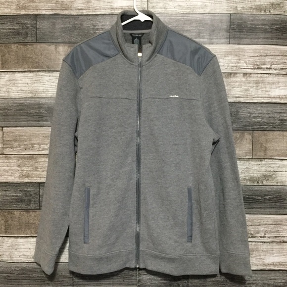Calvin Klein Sweatshirt Jacket Men’s M Gray Full Zip Pockets Fleece Casual - Picture 3 of 8